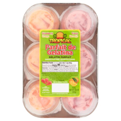 Tropical Strawberry Orange Gelatin Parfait, 3.25 oz, 6 count