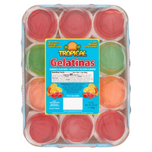 Tropical Assorted Gelatin Flavors, 3.5 oz, 12 count