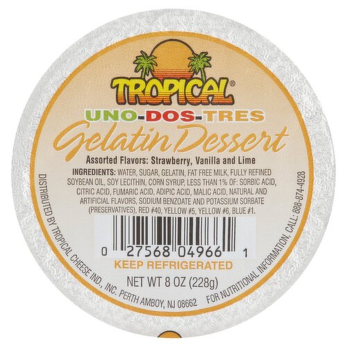 Tropical Uno-Dos-Tres Gelatin Dessert, 8 oz