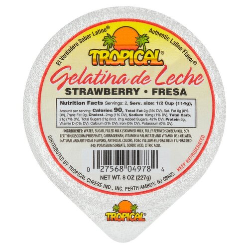 Tropical Strawberry Gelatina de Leche Gelatin, 8 oz