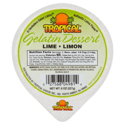 Tropical Lime Gelatin Dessert, 8 oz