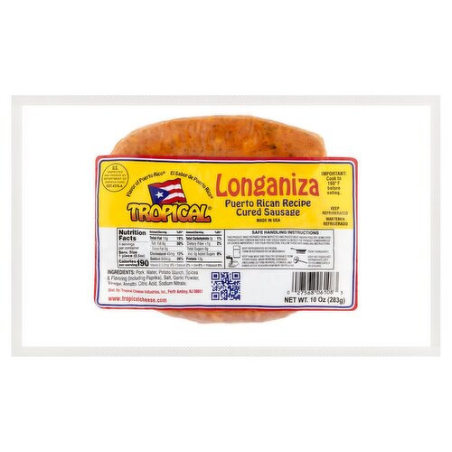Tropical Puerto Rican Recipe Cured Sausage, 10 oz
