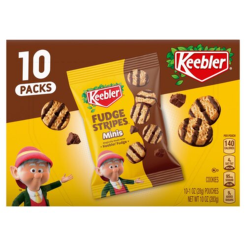 Keebler Fudge Stripes Minis Cookies, 1 oz, 10 count