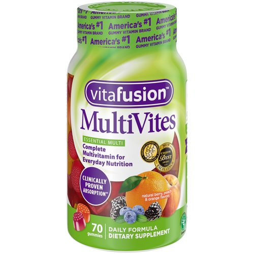 Vitafusion MultiVites Essential Multi Natural Berry, Peach & Orange Flavors Gummies, 70 count