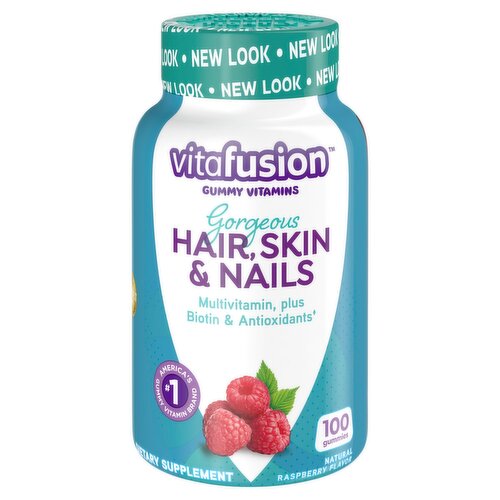 Vitafusion Gorgeous Hair, Skin & Nails Natural Raspberry Flavor Dietary Supplement, 100 count