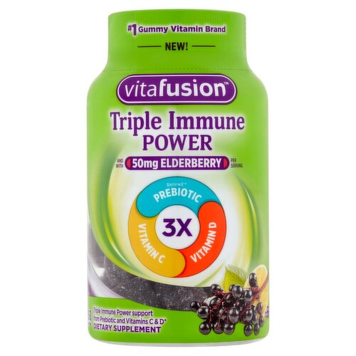 Vitafusion Triple Immune Power Elderberry Gummies, 50 mg, 60 count