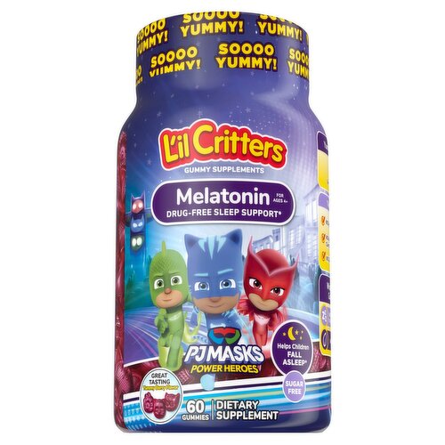 L'il Critters Yummy Berry Flavor Melatonin Dietary Supplement, For Ages 4+, 60 count