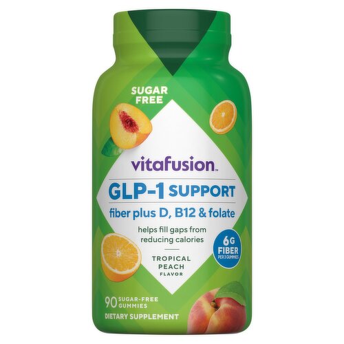 Vitafusion GLP-1 Support Fiber Plus D, B12 & Folate Citrus Flavor Dietary Supplement, 90 Count