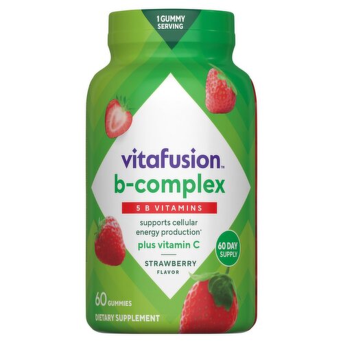 Vitafusion B-Complex 5 B Vitamins Strawberry Flavor Dietary Supplement, 60 Count