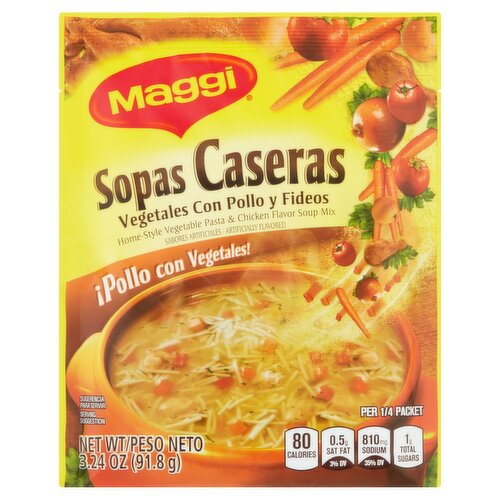 Maggi Home-Style Vegetable Pasta & Chicken Flavor Soup Mix, 3.24 oz