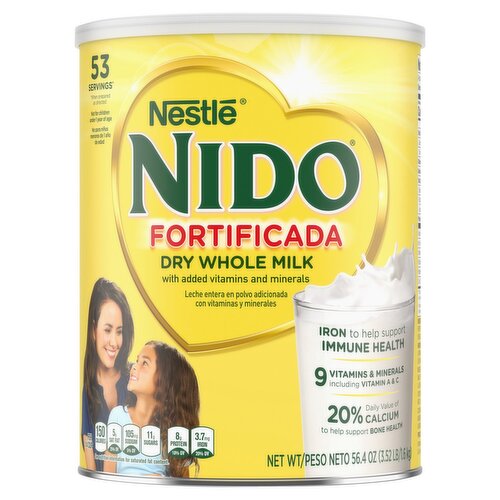 Nestlé Nido Fortificada Dry Whole Milk with Added Vitamins and Minerals, 56.4 oz