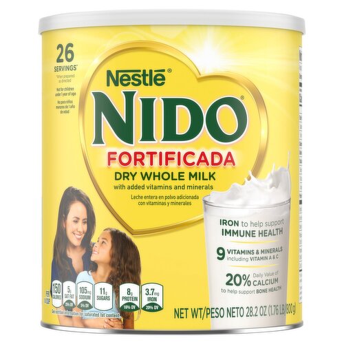 Nestlé Nido Fortificada Dry Whole Milk with Added Vitamins and Minerals, 28.2 oz