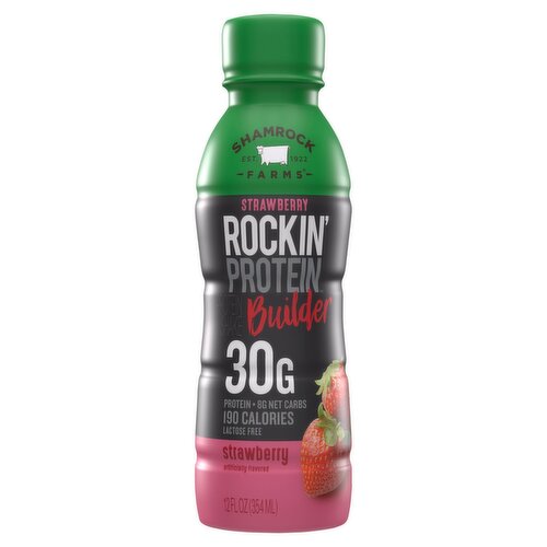 Shamrock Farms Rockin' Protein Builder Strawberry Protein Shake, 12 fl oz