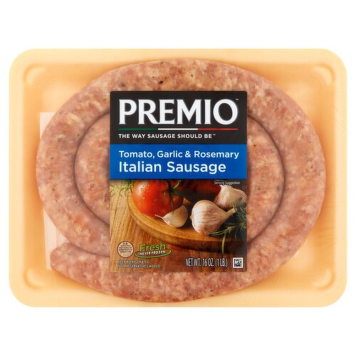 Premio Tomato, Garlic & Rosemary Italian Sausage, 16 oz