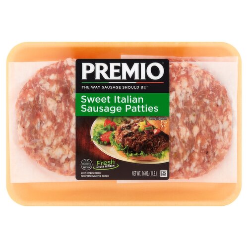 Premio Sweet Italian Sausage Patties, 16 oz