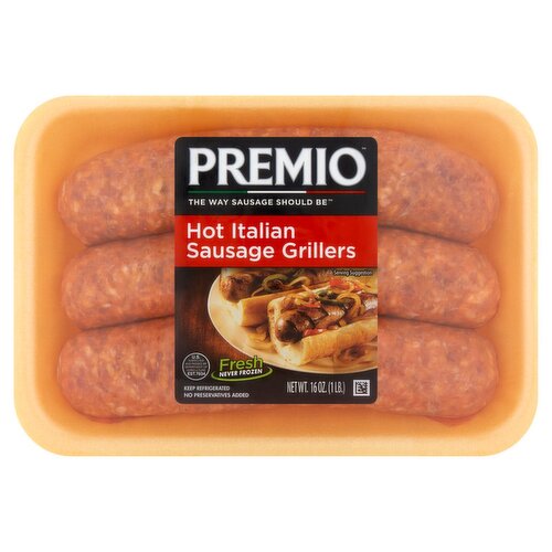 Premio Hot Italian Sausage Grillers, 16 oz