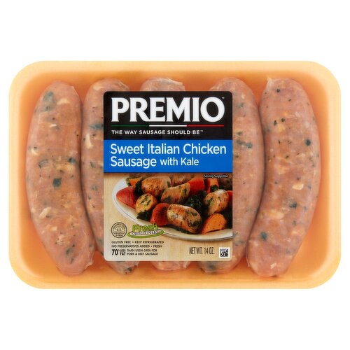 Premio Sweet Italian Chicken Sausage with Kale, 14 oz