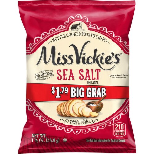 Miss Vickie's Kettle Cooked Potato Chips Sea Salt Original 1 3/8 Oz