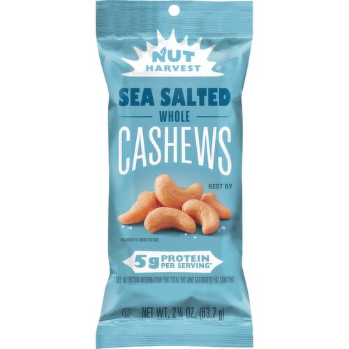 Nut Harvest Whole Cashews Sea Salted 2 1/4 Oz