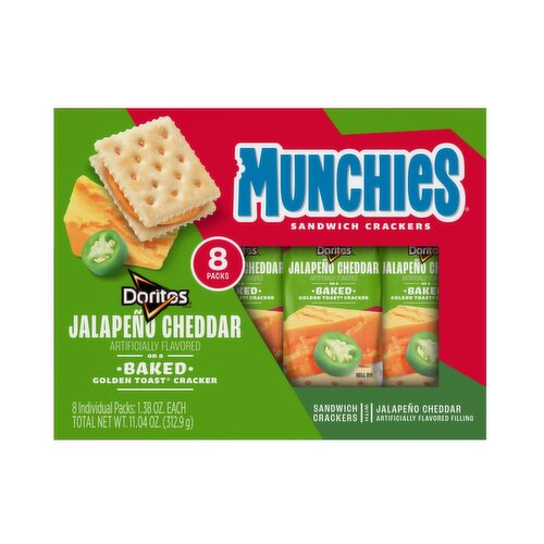 Frito Lay Munchies Doritos Jalapeño Cheddar Sandwich Crackers, 1.38 oz, 8 count