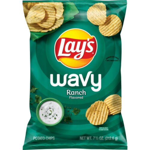 Lay's Potato Chips Wavy Ranch Flavored 7 1/2 Oz