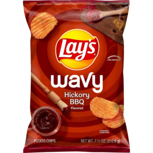 Lay's Wavy Potato Chips Hickory BBQ Flavored 7 1/2 Oz