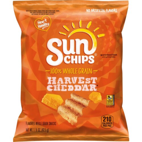 SunChips Flavored Whole Grain Snacks Harvest Cheddar 1 1/2 Oz