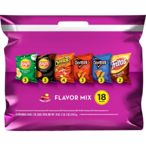 Frito Lay Snacks Flavor Mix Variety Pack 18 Oz, 18 Count