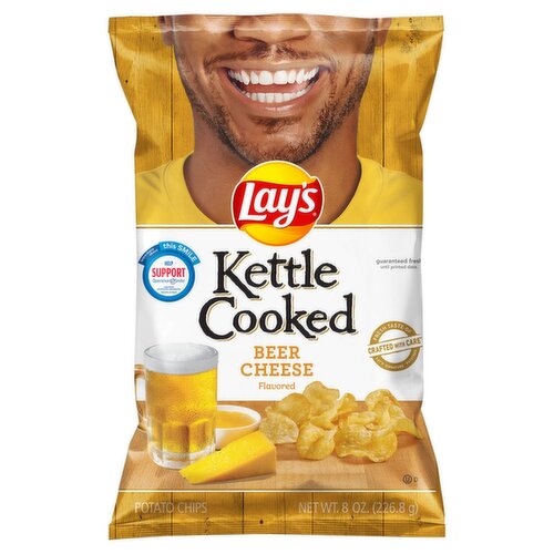 Lays Kettle Cooked Beer Cheese Flavored Potato Chips, 8 oz