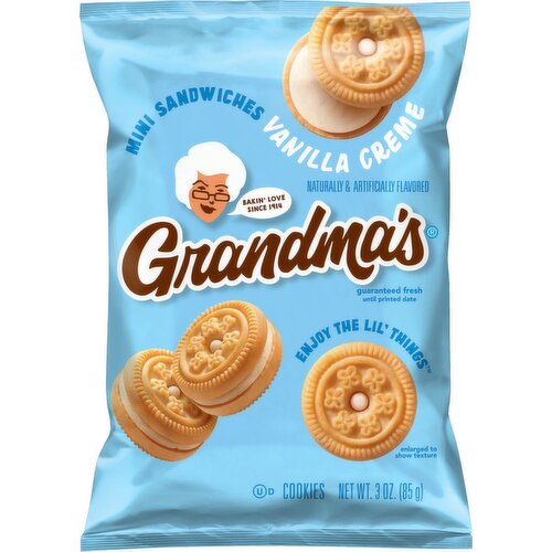 Grandma's Mini Sandwich Cremes Cookies Vanilla Naturally & Artificially Flavored 3 Oz