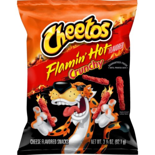 Cheetos Crunchy Cheese Flavored Snacks Flamin' Hot Flavored 3 1/4 Oz