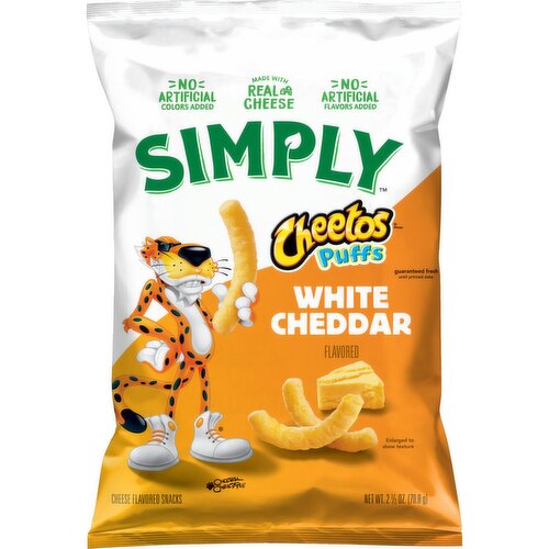 Cheetos Simply Puffs Cheese Flavored Snacks White Cheddar Flavored 2 1/2 Oz