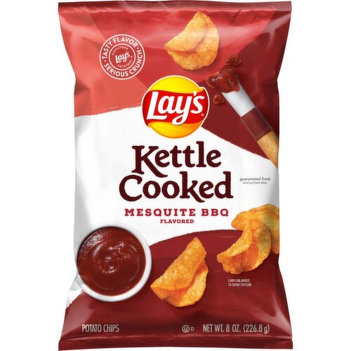 Lay's Kettle Cooked Potato Chips Mesquite BBQ Flavored 8 Oz