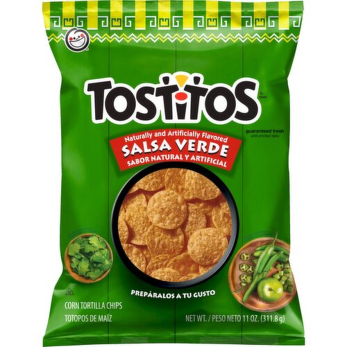 Tostitos Corn Tortilla Chips Salsa Verde Naturally And Artificially Flavored 11 Oz