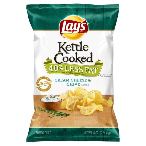 Lay's Kettle Cooked Cream Cheese & Chive Flavored Potato Chips, 8 oz
