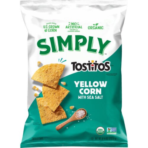 Tostitos Simply Organic Tortilla Chips Yellow Corn With Sea Salt 8 1/4 Oz