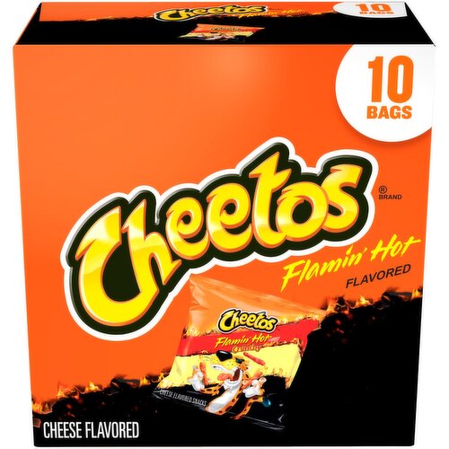 Cheetos Crunchy Cheese Flavored Snacks Flamin' Hot Flavored 1 Oz, 10 Count