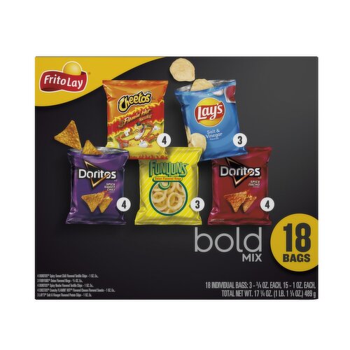 Frito Lay Snacks Bold Mix Variety 17 1/4 Oz, 18 Count