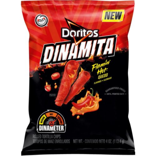 Doritos Dinamita Rolled Tortilla Chips Flamin' Hot Queso Flavored 4 Oz