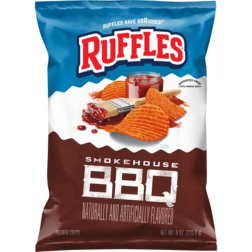 Ruffles Potato Chips Smokehouse BBQ Naturally And Artificially Flavored 8 Oz