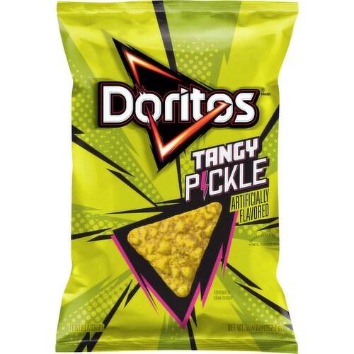 Doritos Tortilla Chips Tangy Pickle Artificially Flavored 9 1/4 Oz