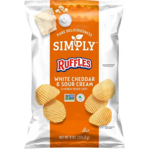 Ruffles Simply Potato Chips White Cheddar & Sour Cream Flavored 8 Oz