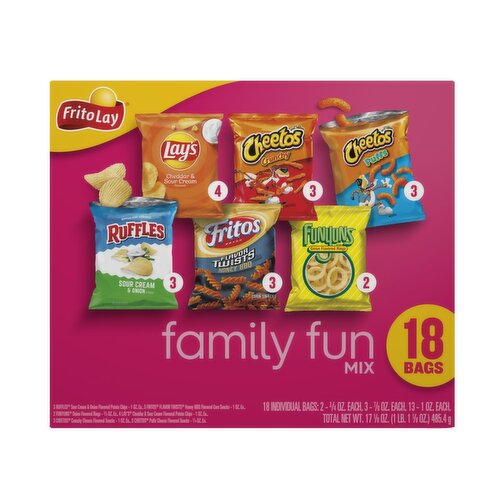 Frito Lay Snacks Family Fun Mix Variety 17 1/8 Oz, 18 Count