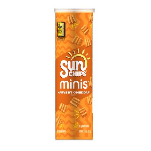 SunChips Minis Whole Grain Snacks Harvest Cheddar Flavored 3 3/4 Oz