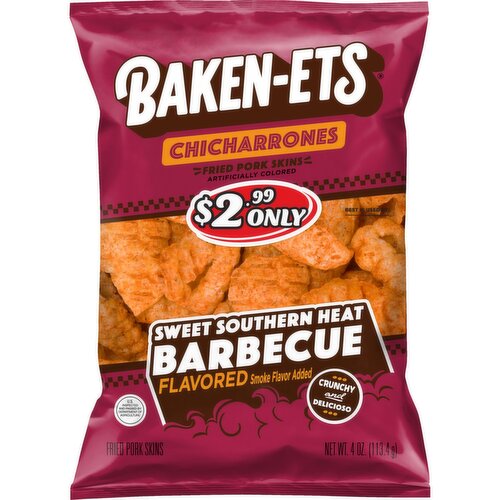 Baken-Ets Chicharrones Fried Pork Skins Sweet Southern Heat BBQ Flavored 4 Oz