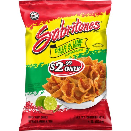 Sabritones Puffed Wheat Snacks Chile & Lime Flavored 4 Oz