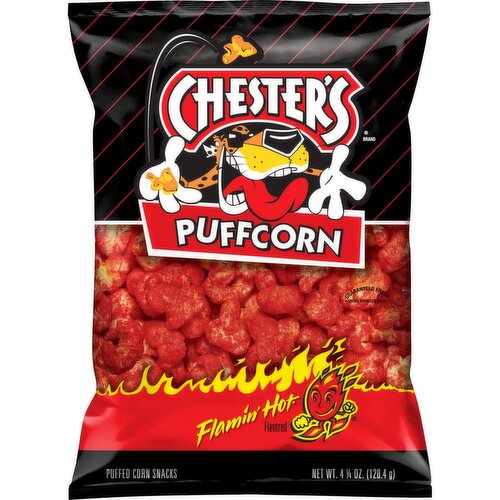 Chester's Puffcorn Puffed Corn Snacks Flamin' Hot Flavored 4 1/4 Oz