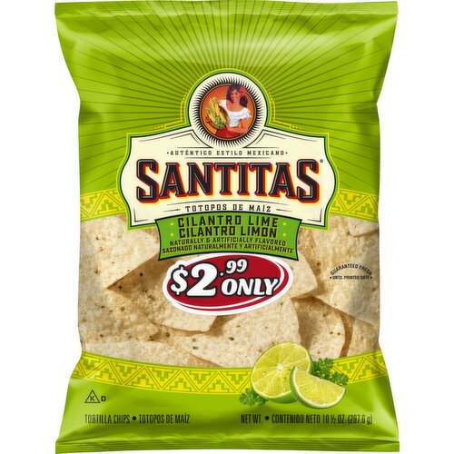 Santitas Tortilla Chips Cilantro Lime 10 1/2 Oz