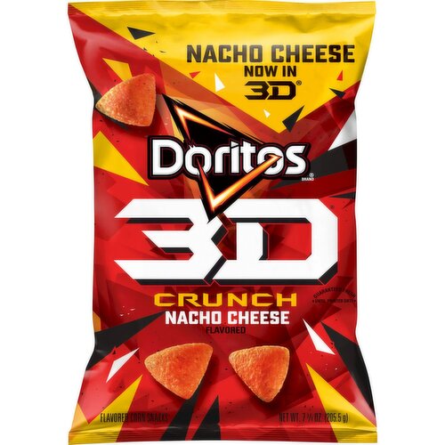 Doritos 3D Crunch Flavored Corn Snacks Nacho Cheese Flavored 7 1/4 Oz