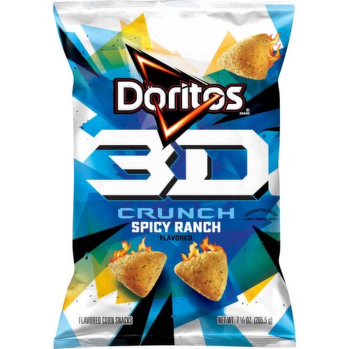 Doritos 3D Crunch Flavored Corn Snacks Spicy Ranch Flavored 7 1/4 Oz